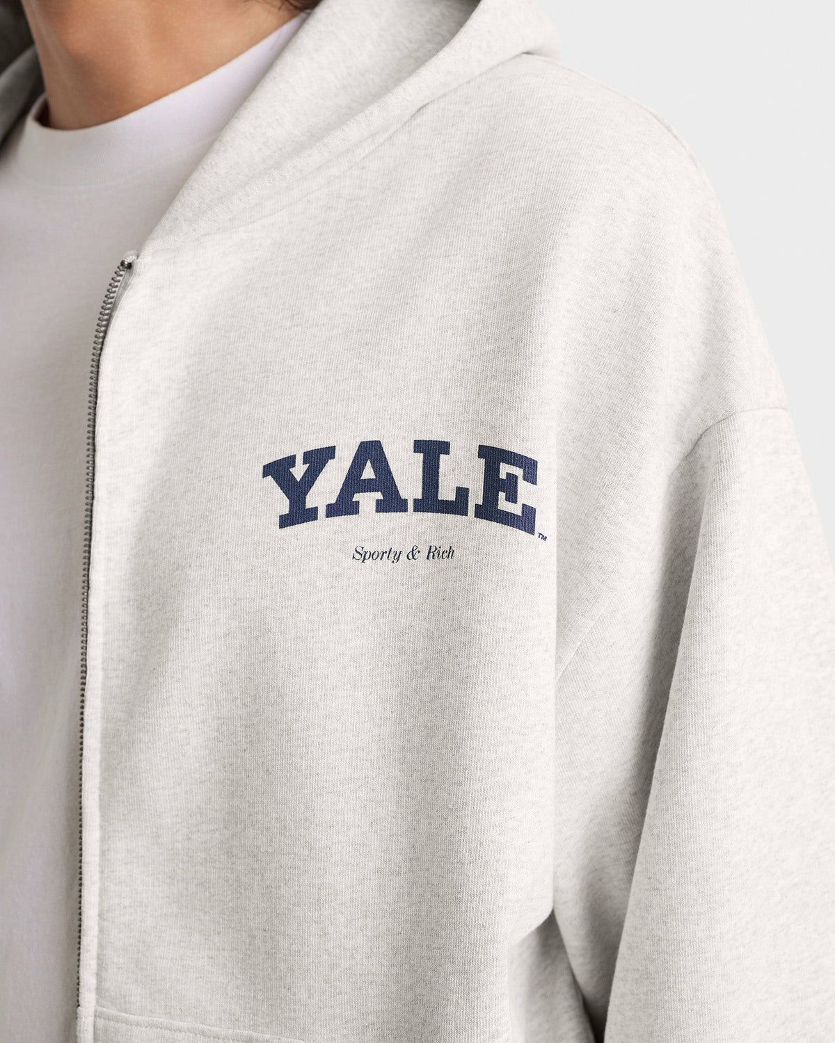 Sporty & Rich Yale Classic Zip Hoodie - Heather Gray/Navy