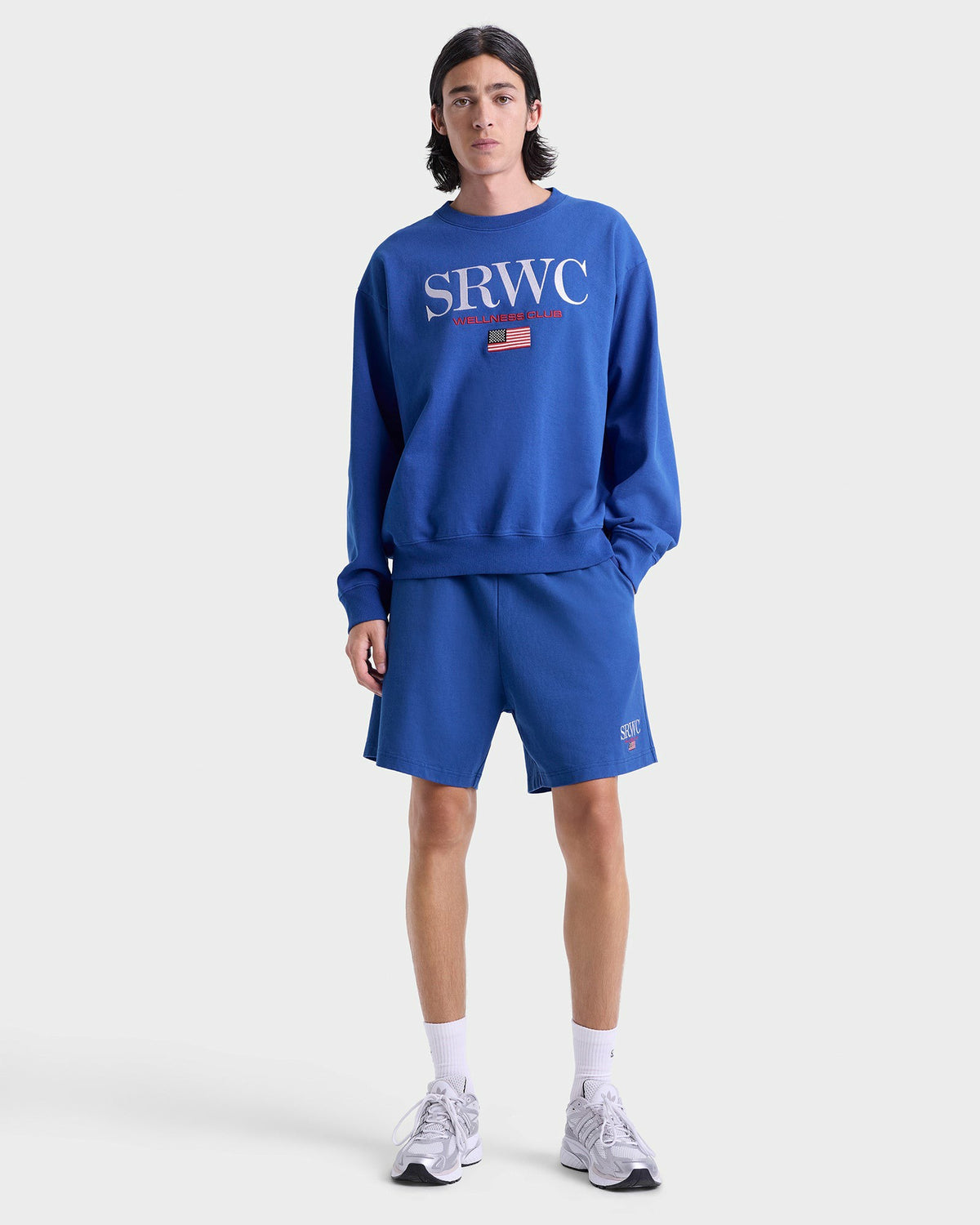 Sporty & Rich Nautical Embroidered Crewneck - Team Blue/White