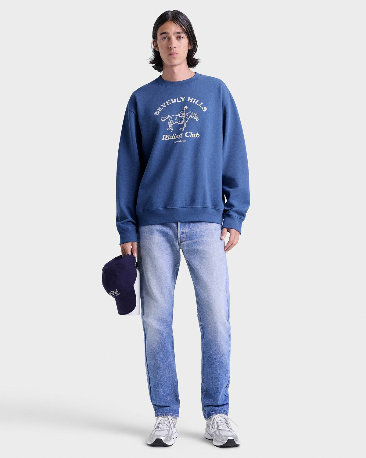 Sporty & Rich BH Riding Club Crewneck - Pier Blue/Ecru