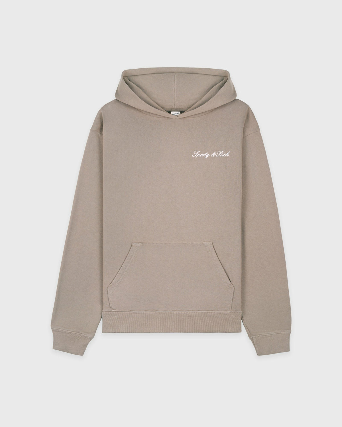 Sporty & Rich Signature Logo Embroidered Hoodie - Hazelnut/White