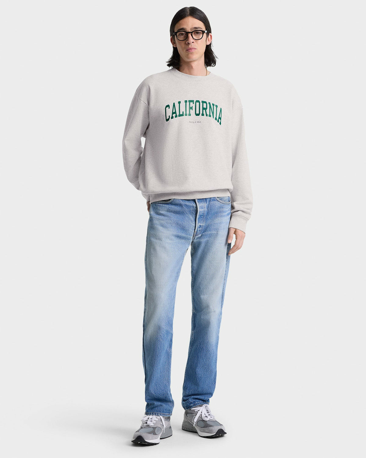 Sporty & Rich California Crewneck - Heather Gray/Alpine