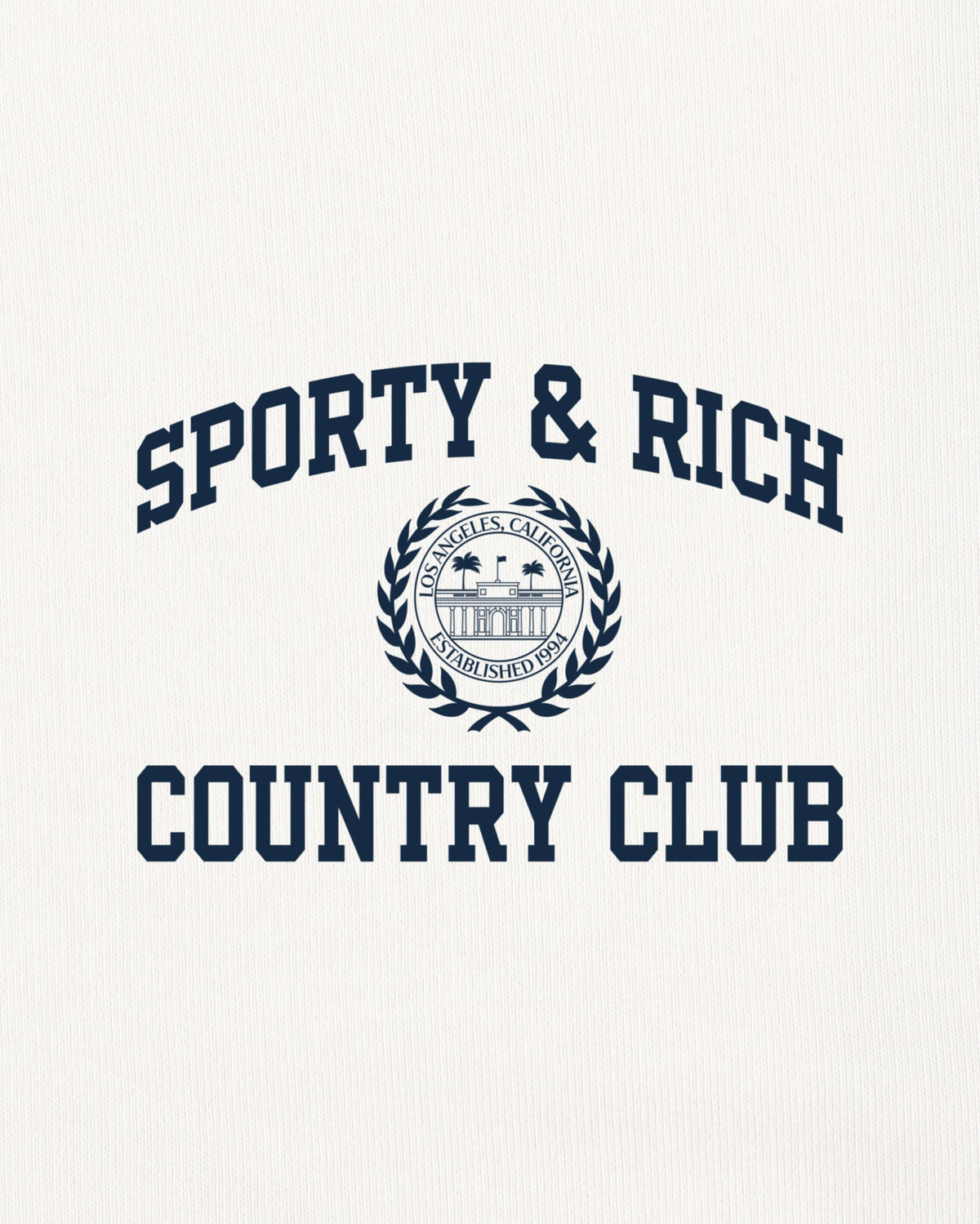 Sporty & Rich Varsity Crest Essential Tee - Ecru/Navy