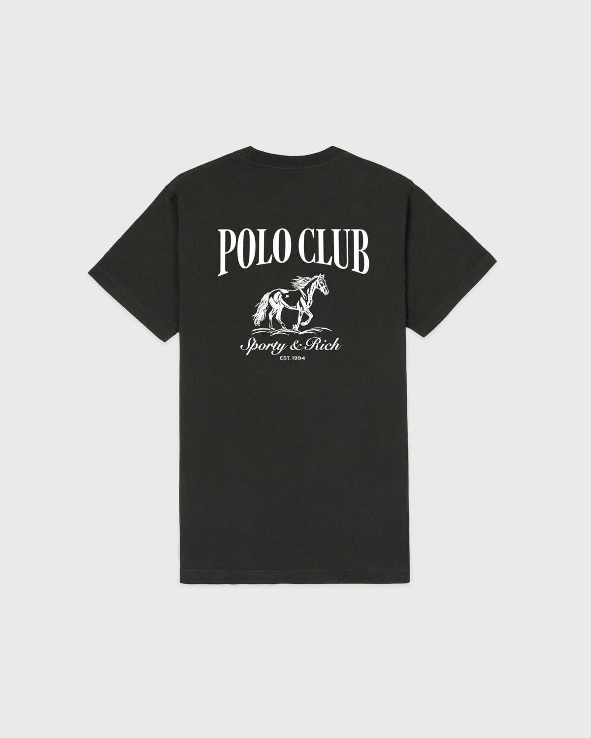 Sporty & Rich Stallion T-Shirt - Faded Black/White
