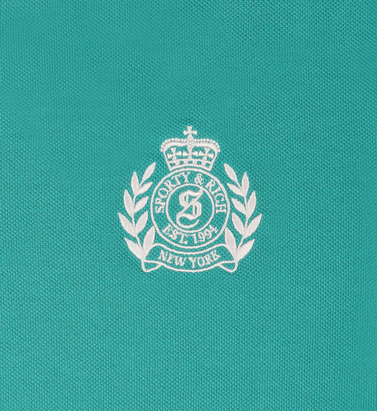 Sporty & Rich H&W Crest Pique Polo - Spring Green/White