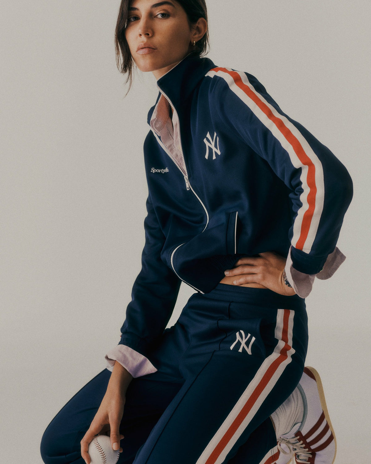 Sporty & Rich Yankees Serif Track Pant - Navy/White/Red