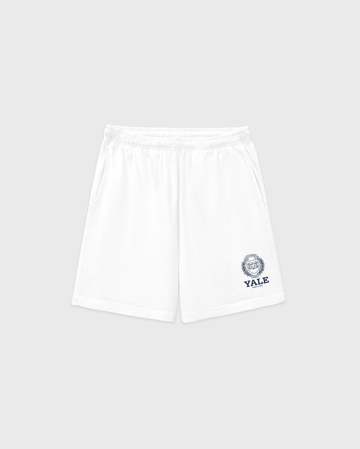 Sporty & Rich Yale Crest Gym Short - White/Navy