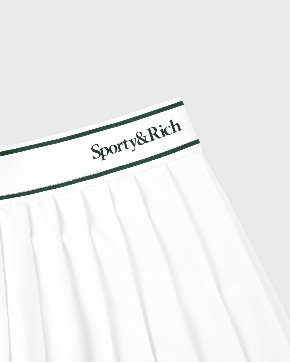 Sporty & Rich Serif Logo Pleated Skirt - White/Forest