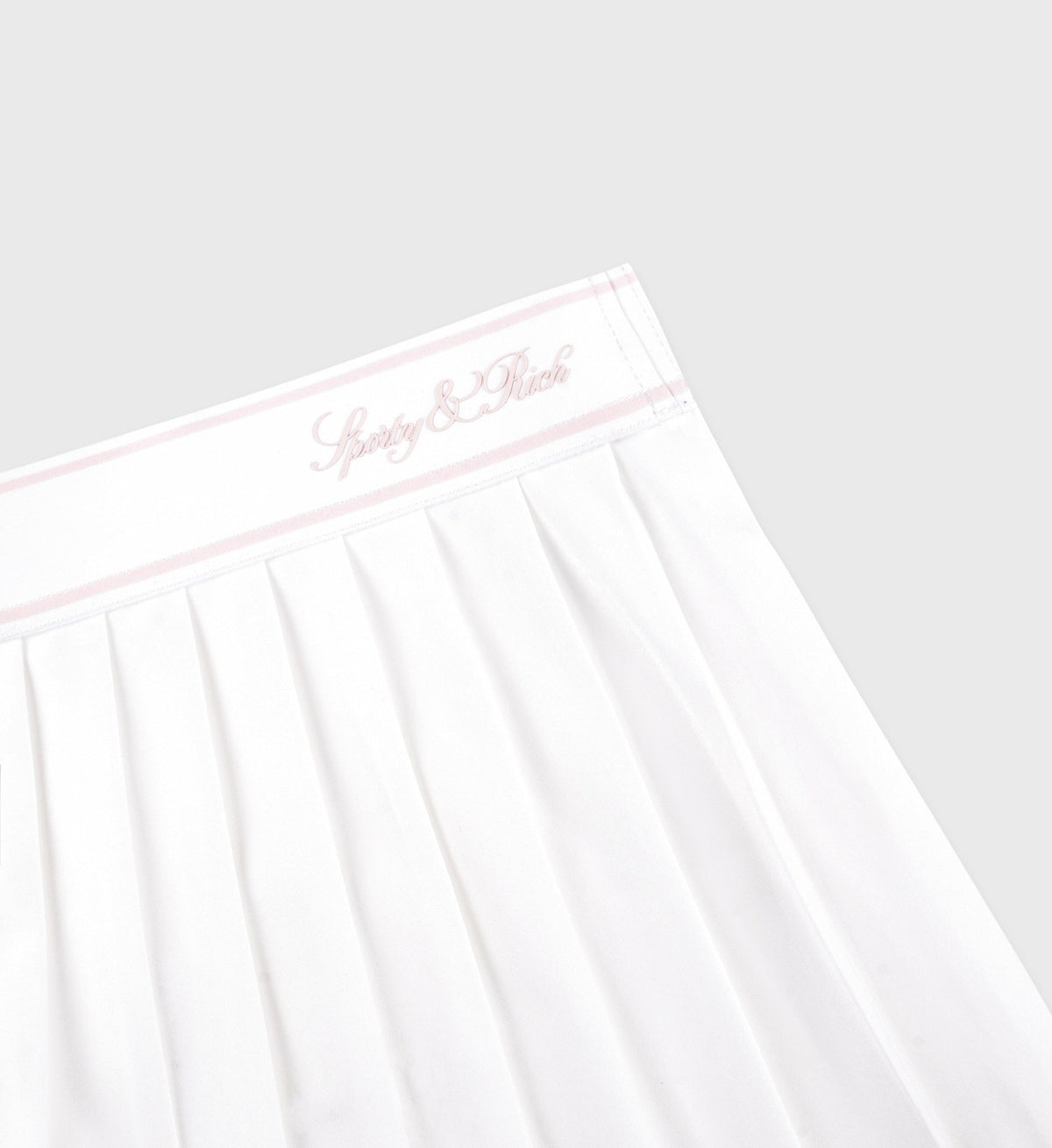 Sporty & Rich Vendome Script Pleated Skirt - White/Pink Dolphin