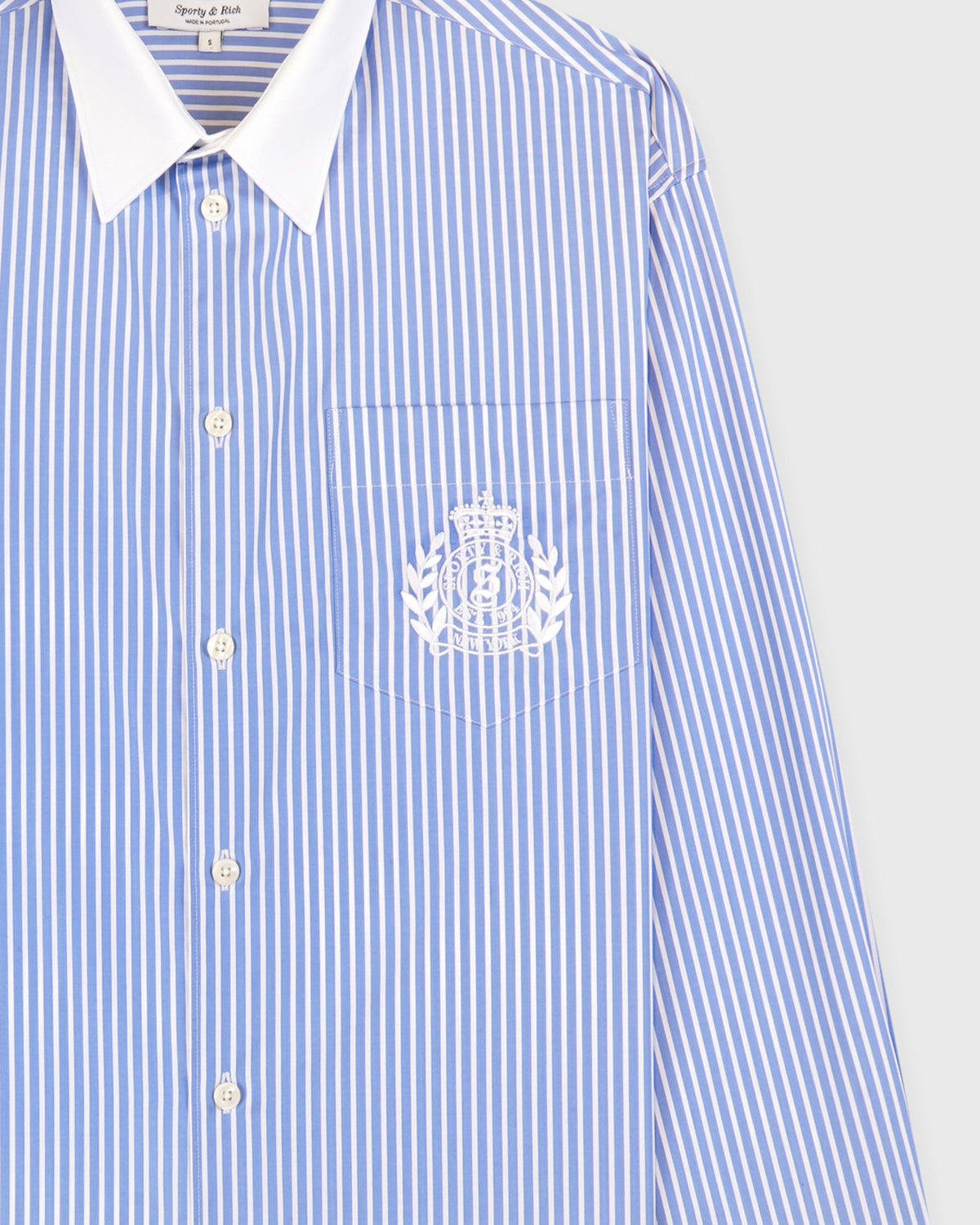 Sporty & Rich NY Crest Oversized Shirt - Navy Stripe