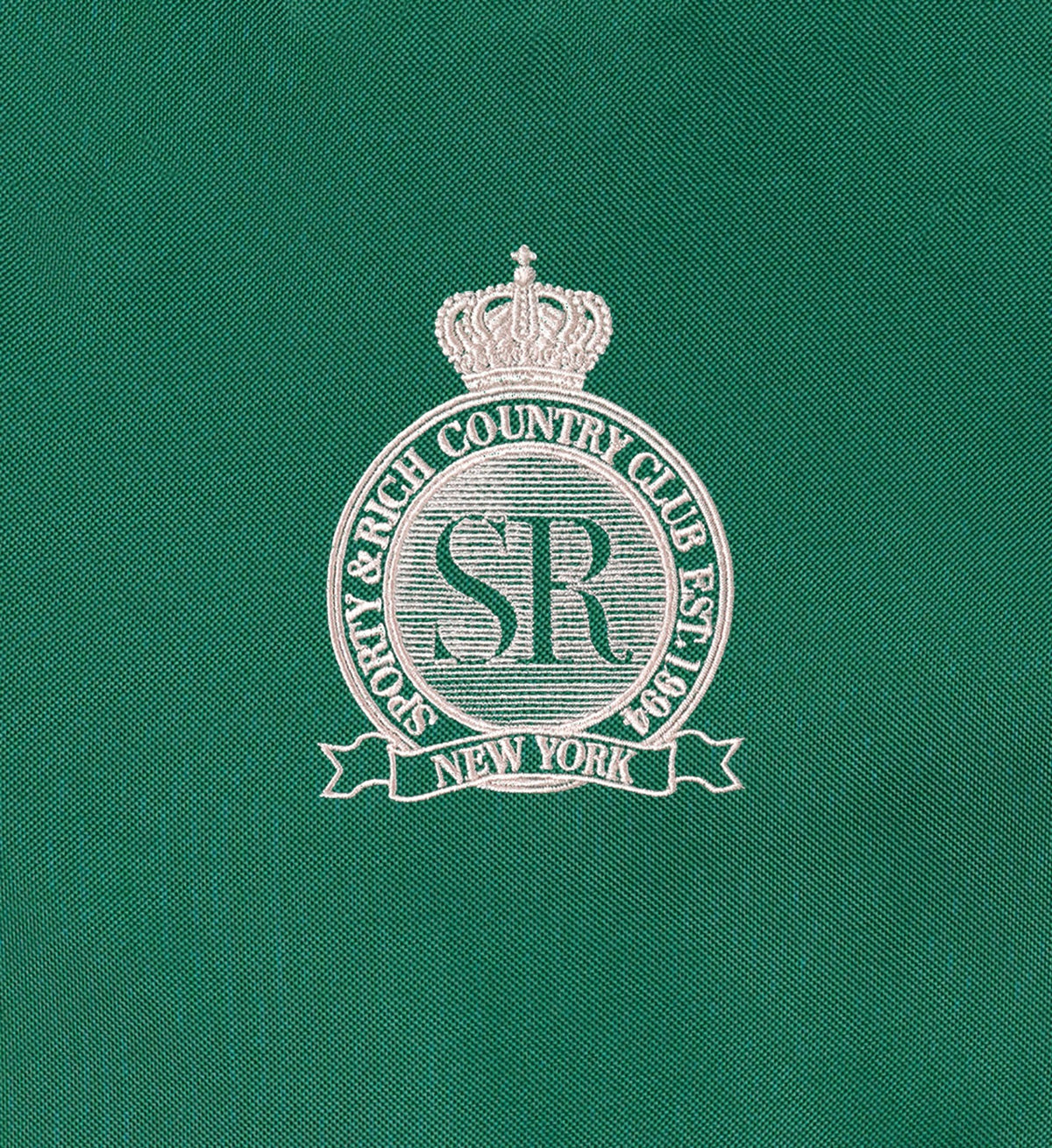 Sporty & Rich Royal Club Nylon Varsity Jacket - Spring Green/White
