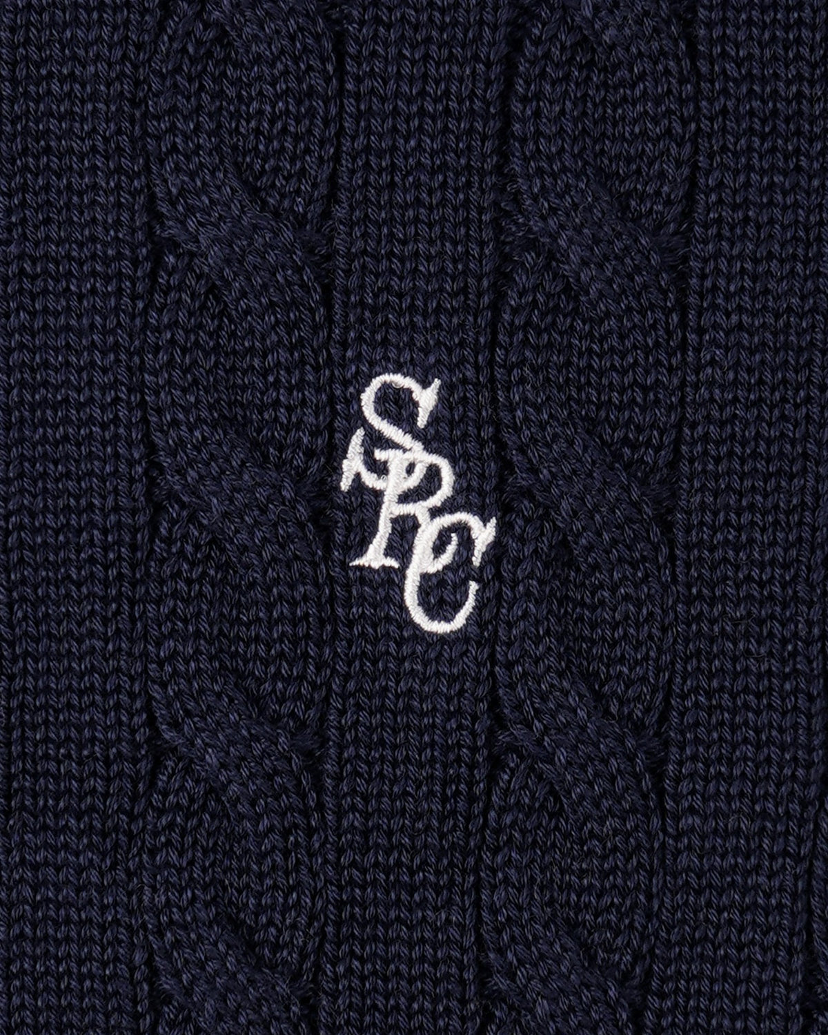 Sporty & Rich SRC Cotton Cableknit Sweater - Navy/White