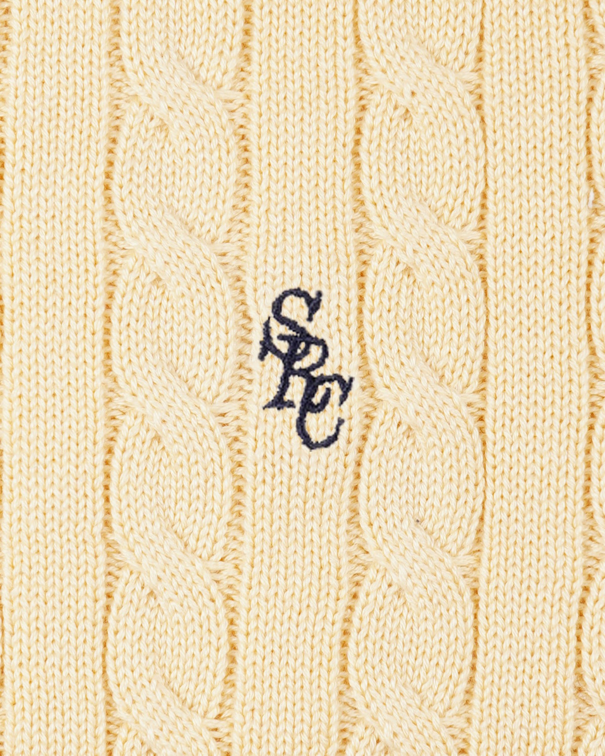 Sporty & Rich SRC Cotton Cableknit Sweater - Almond/Navy