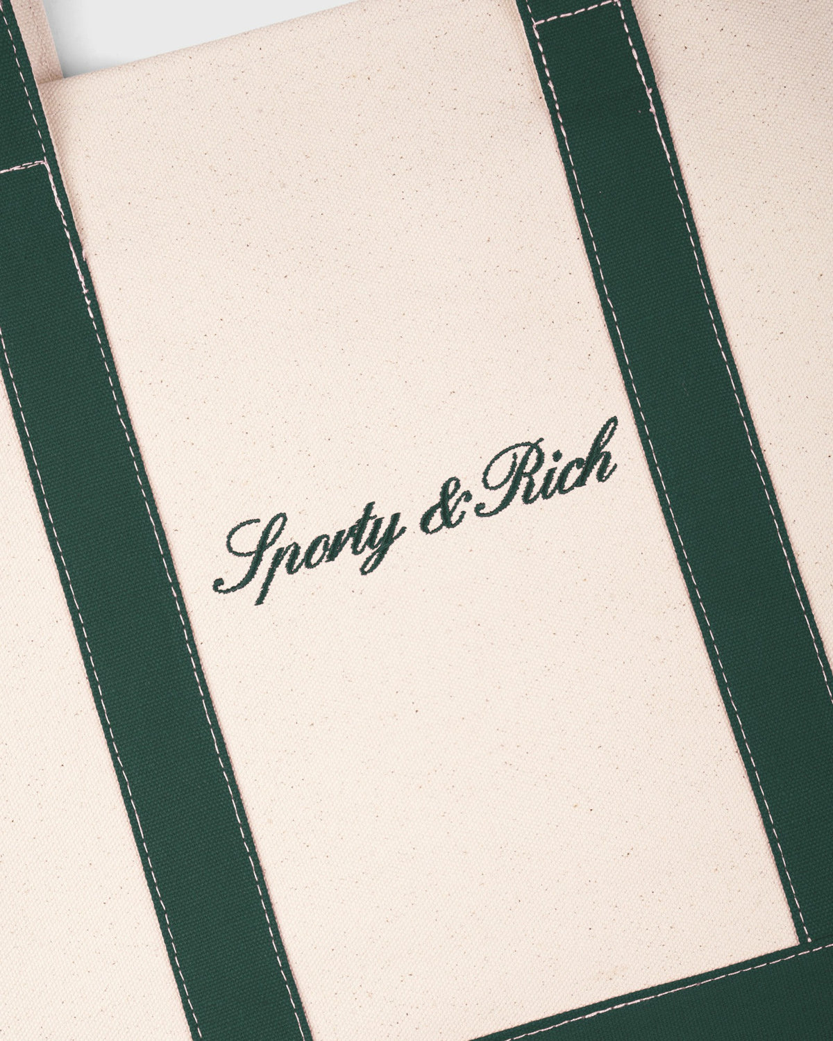 Sporty & Rich Signature Logo Large Tote - Natural/Forest Green