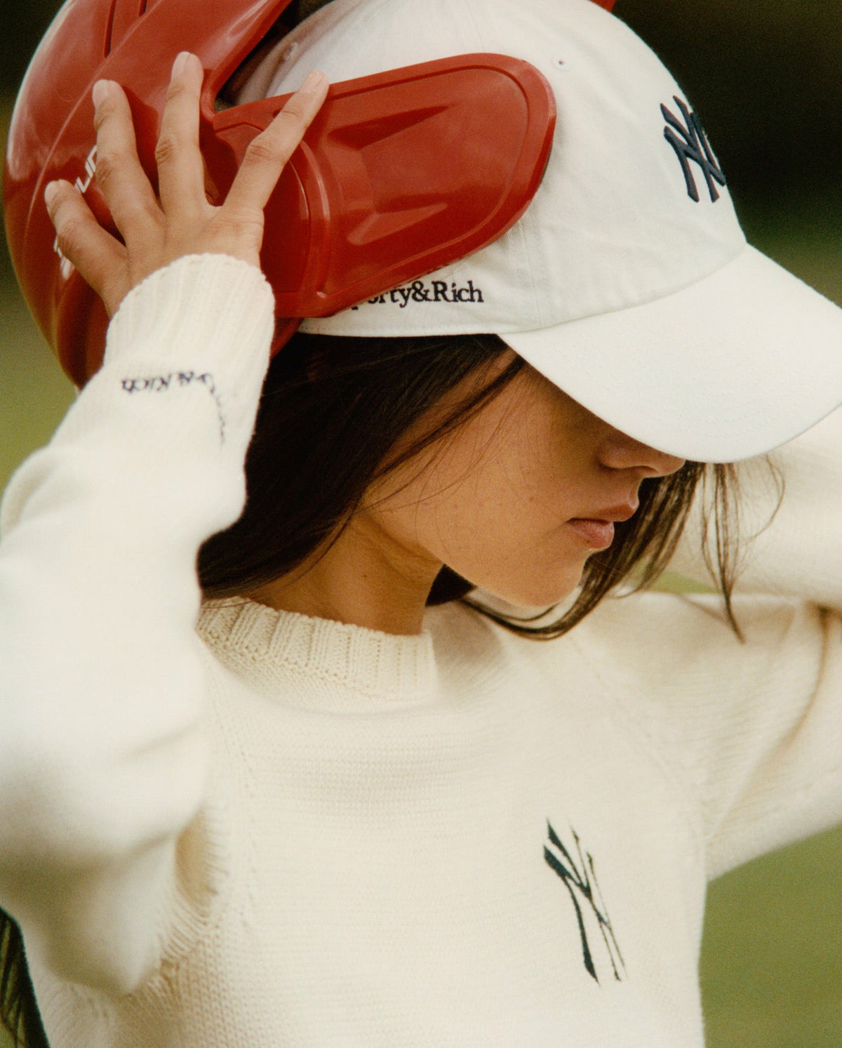 Sporty & Rich Yankees Serif Hat - White/Navy