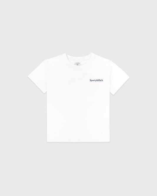 Sporty & Rich Drink More Water Kids T-Shirt - White/Light Navy