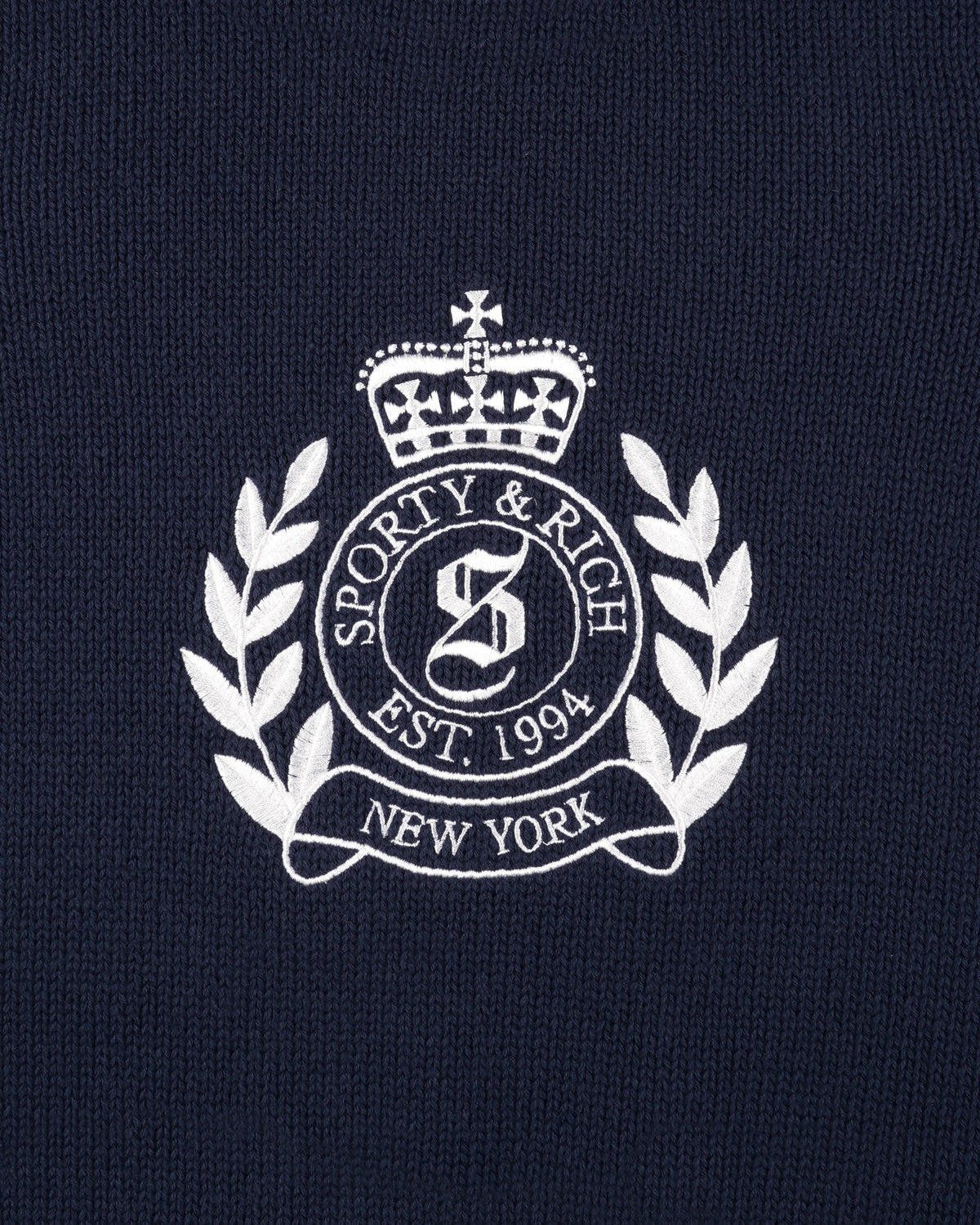 Sporty & Rich NY Crest Kids Knitted Sweater - Light Navy/White