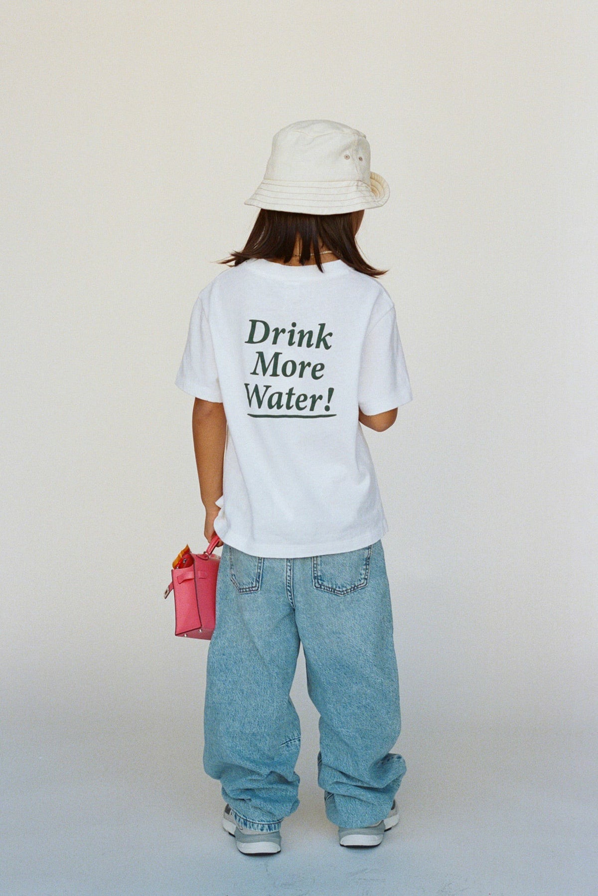 Sporty & Rich Drink More Water Kids T-Shirt - White/Forest