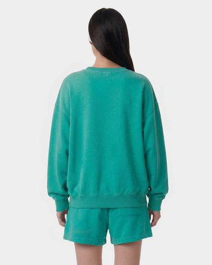 Sporty & Rich Title Embroidered Crewneck - Amalfi Green/Light Navy