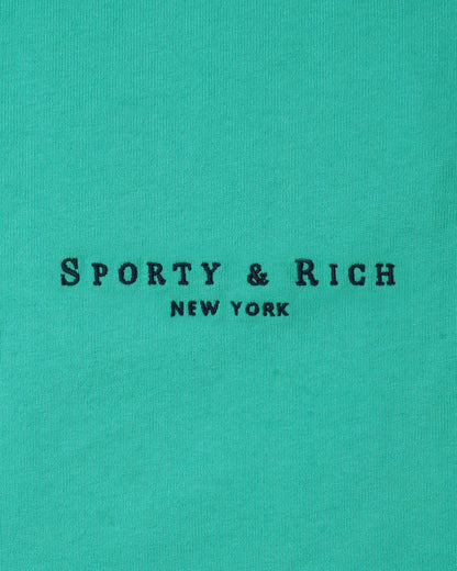 Sporty & Rich Title Embroidered Crewneck - Amalfi Green/Light Navy
