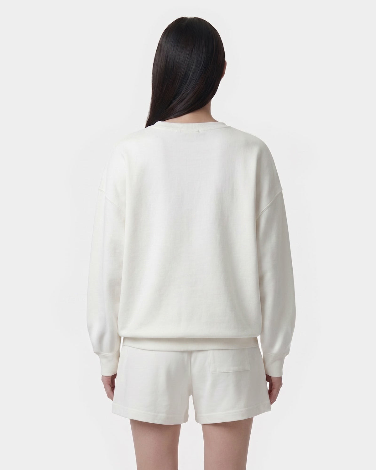 Sporty & Rich H&W Crest Embroidered Crewneck - White/Light Navy