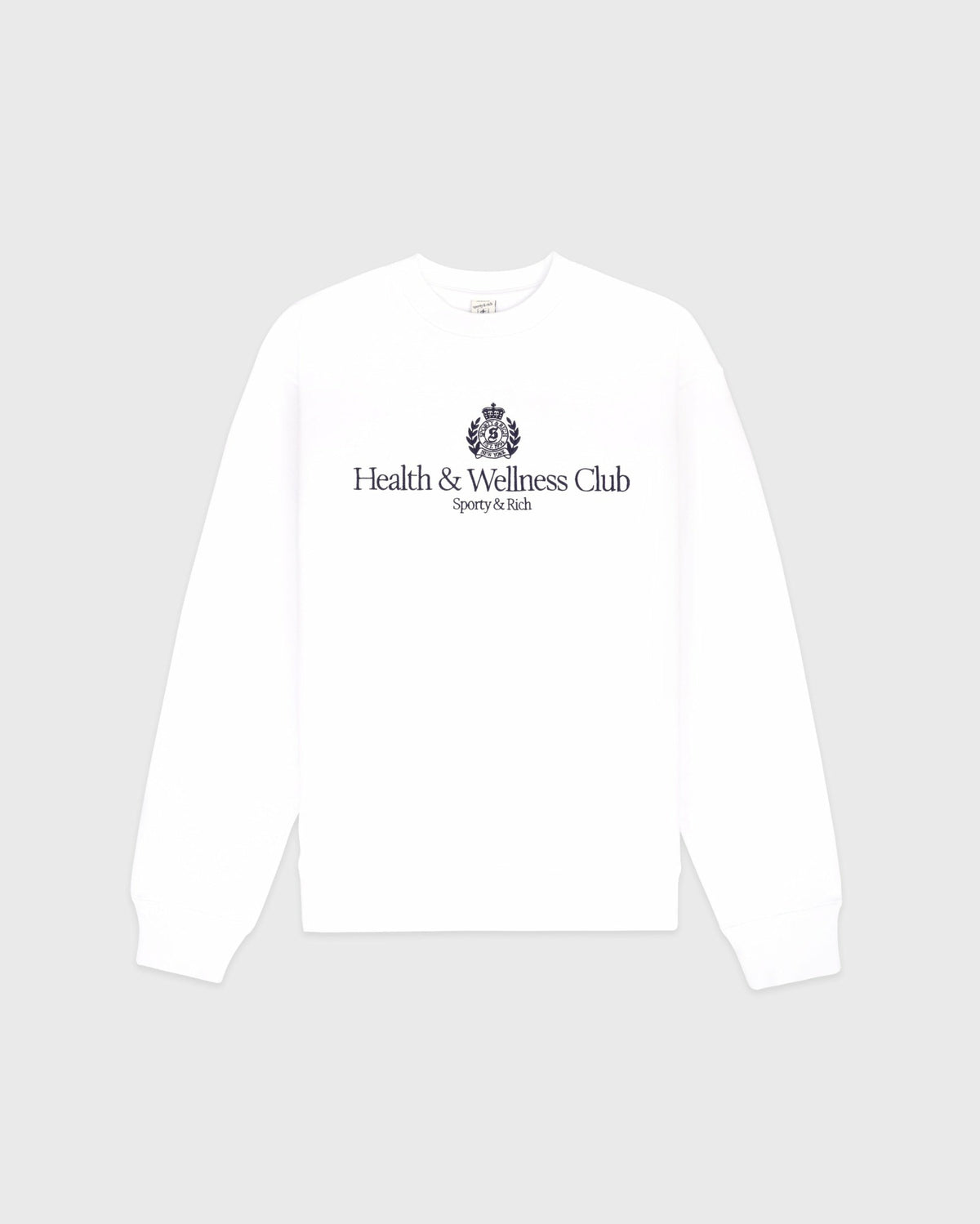 Sporty & Rich H&W Crest Embroidered Crewneck - White/Light Navy