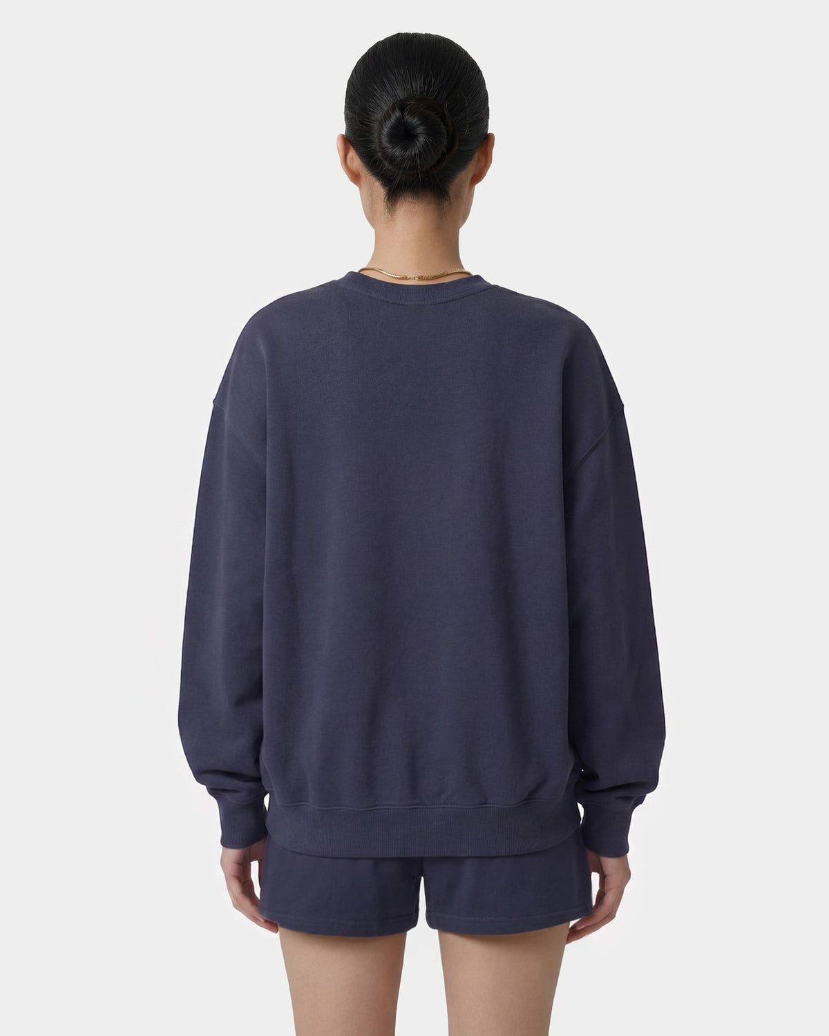 Sporty & Rich H&W Crest Embroidered Crewneck - Light Navy/White