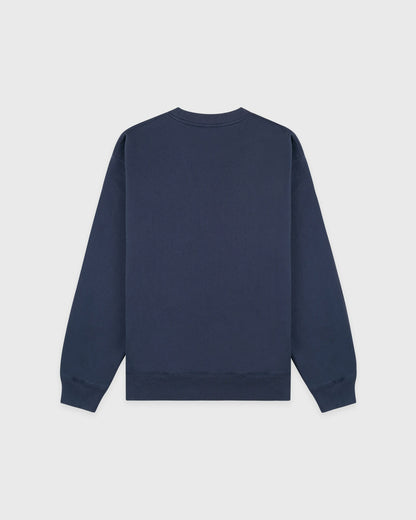 Sporty & Rich H&W Crest Embroidered Crewneck - Light Navy/White