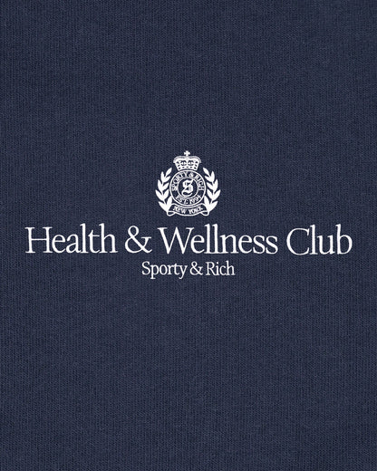 Sporty & Rich H&W Crest Embroidered Crewneck - Light Navy/White