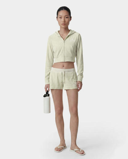 Sporty & Rich Juicy Script Velour Zip Hoodie - Sage