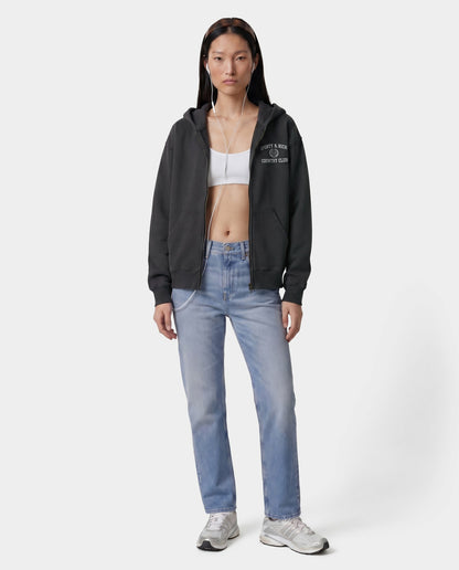 Sporty & Rich Varsity Crest Zip Hoodie - Carbon