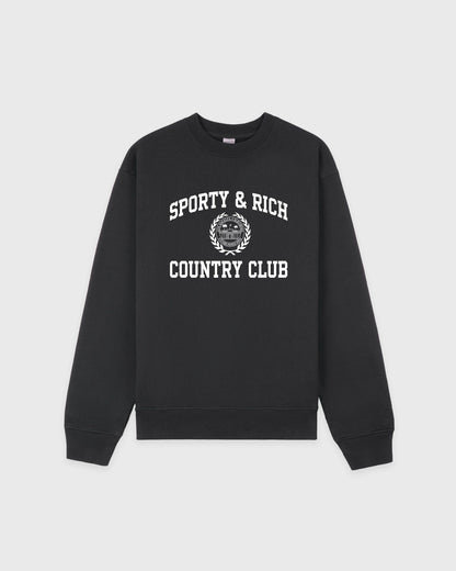 Sporty & Rich Varsity Crest Crewneck - Carbon
