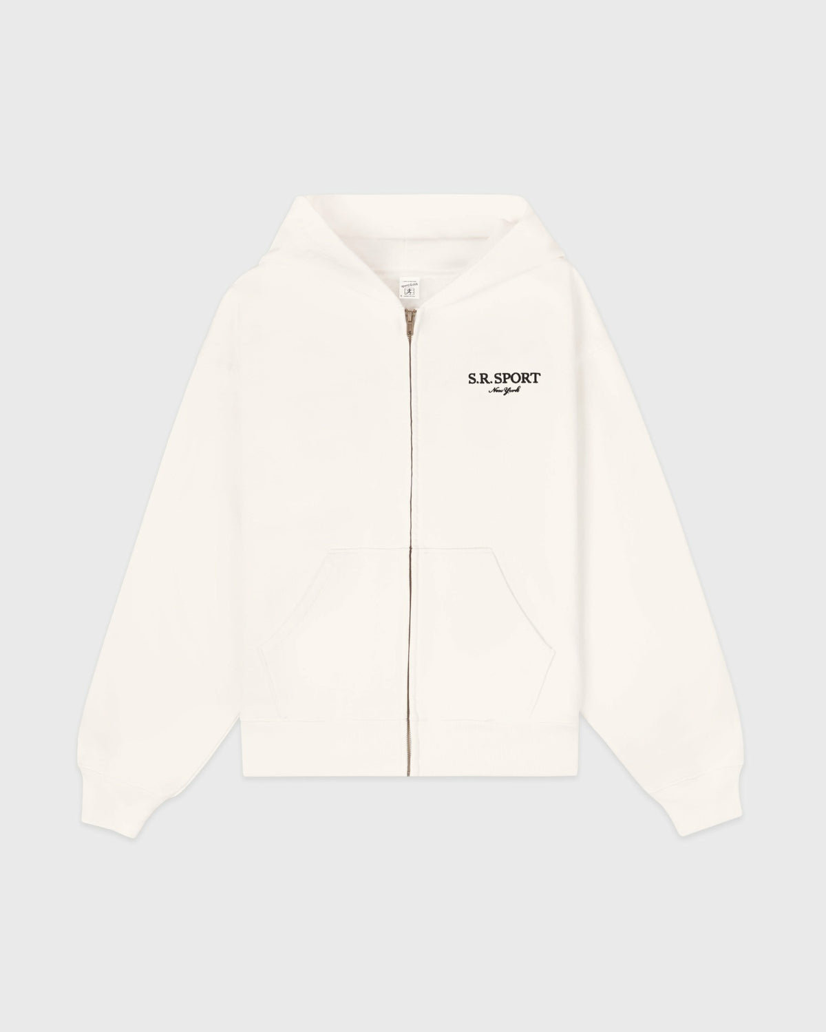 Sporty & Rich SR Sport Embroidered Zip Hoodie - Ecru