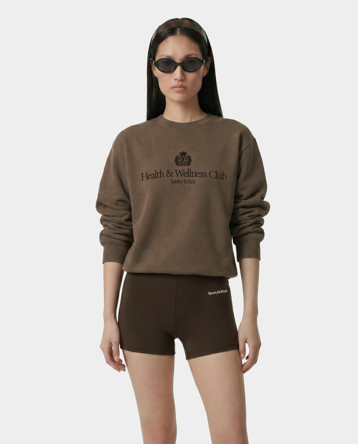 Sporty & Rich H&W Crest Embroidered Crewneck - Sand