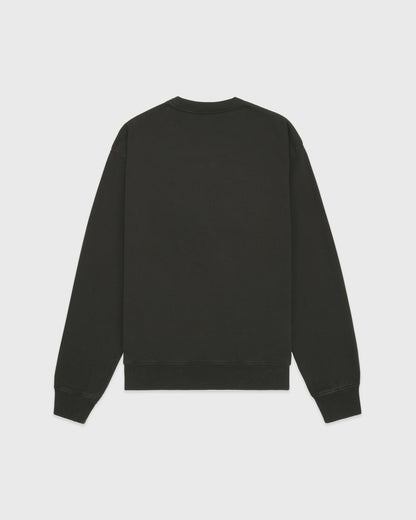 Sporty & Rich Serif Logo Embroidered Crewneck - Faded Black/White