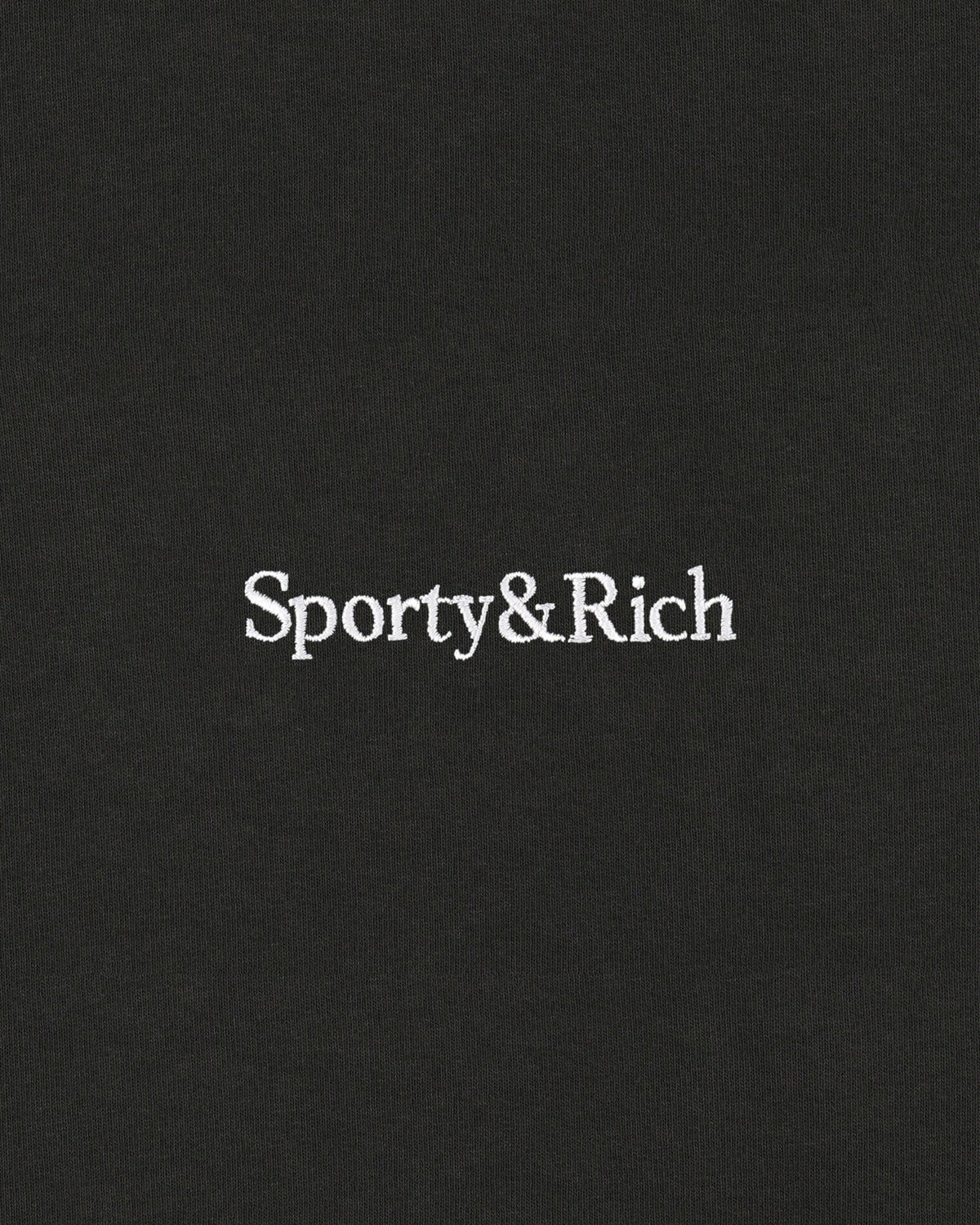 Sporty & Rich Serif Logo Embroidered Crewneck - Faded Black/White