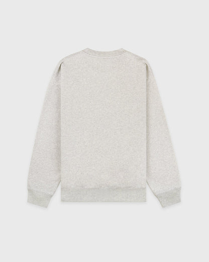 Sporty & Rich Serif Logo Embroidered Crewneck - Heather Gray/Navy
