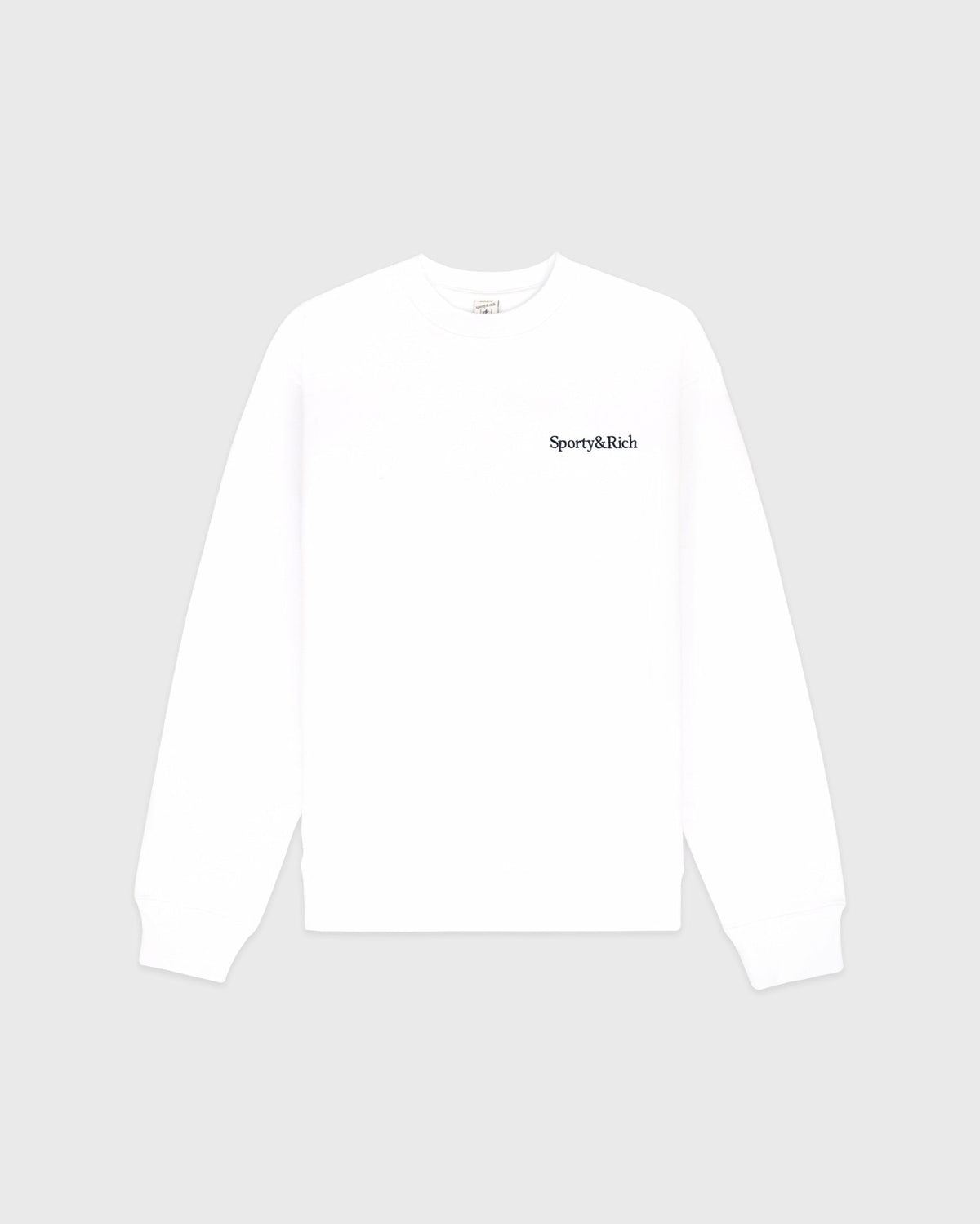 Sporty & Rich Serif Logo Embroidered Crewneck - White/Navy