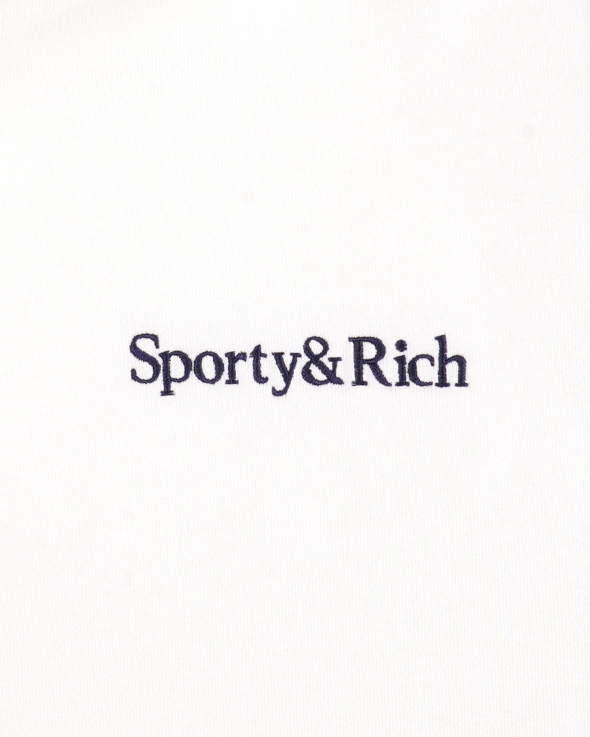 Sporty & Rich Serif Logo Embroidered Hoodie - White/Navy