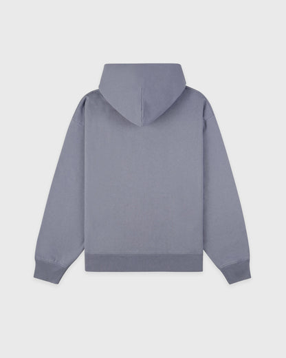Sporty & Rich Serif Logo Embroidered Hoodie - Faded Indigo