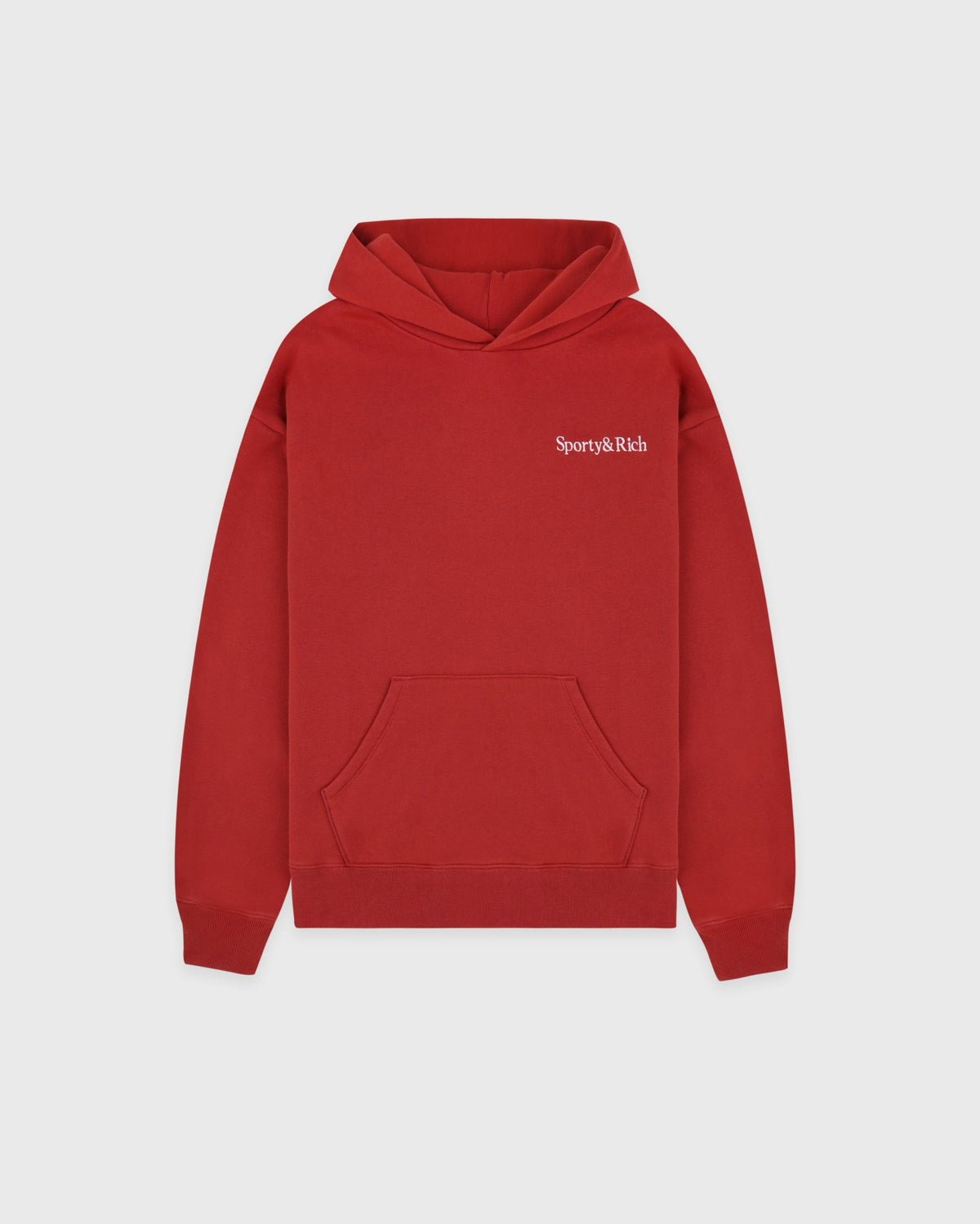 Sporty & Rich Serif Logo Embroidered Hoodie - Faded Merlot/White