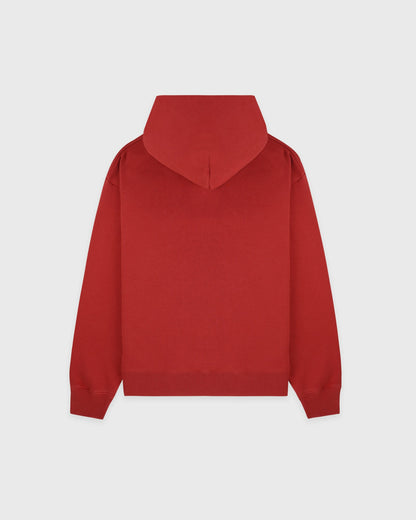 Sporty & Rich Serif Logo Embroidered Hoodie - Faded Merlot/White