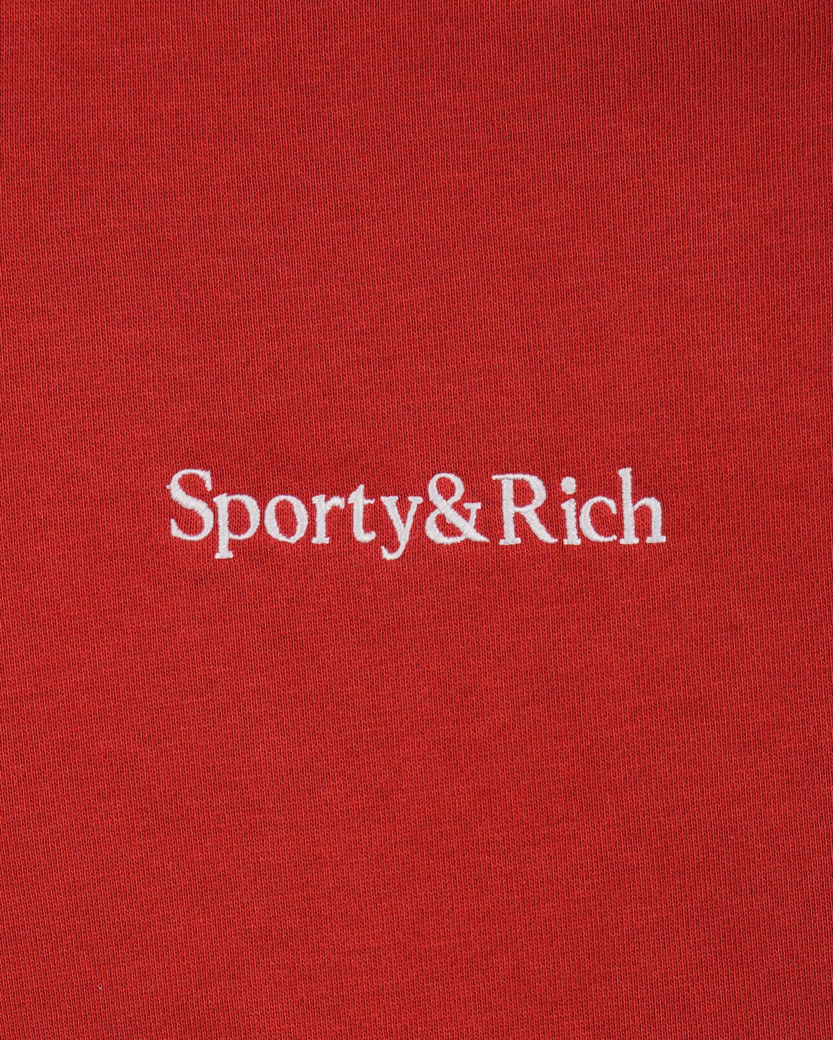 Sporty & Rich Serif Logo Embroidered Hoodie - Faded Merlot/White