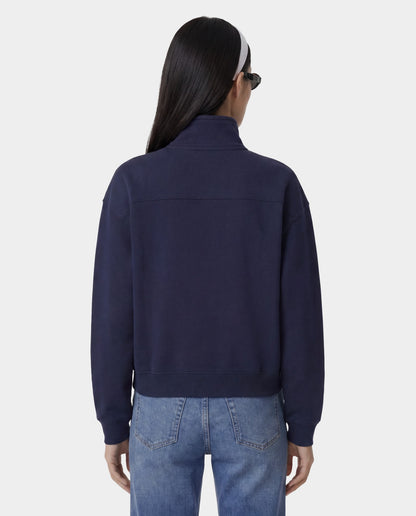 Sporty & Rich NY Crest Embroidered Quarter Zip - Dark Navy