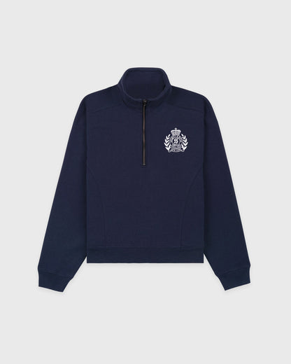 Sporty & Rich NY Crest Embroidered Quarter Zip - Dark Navy