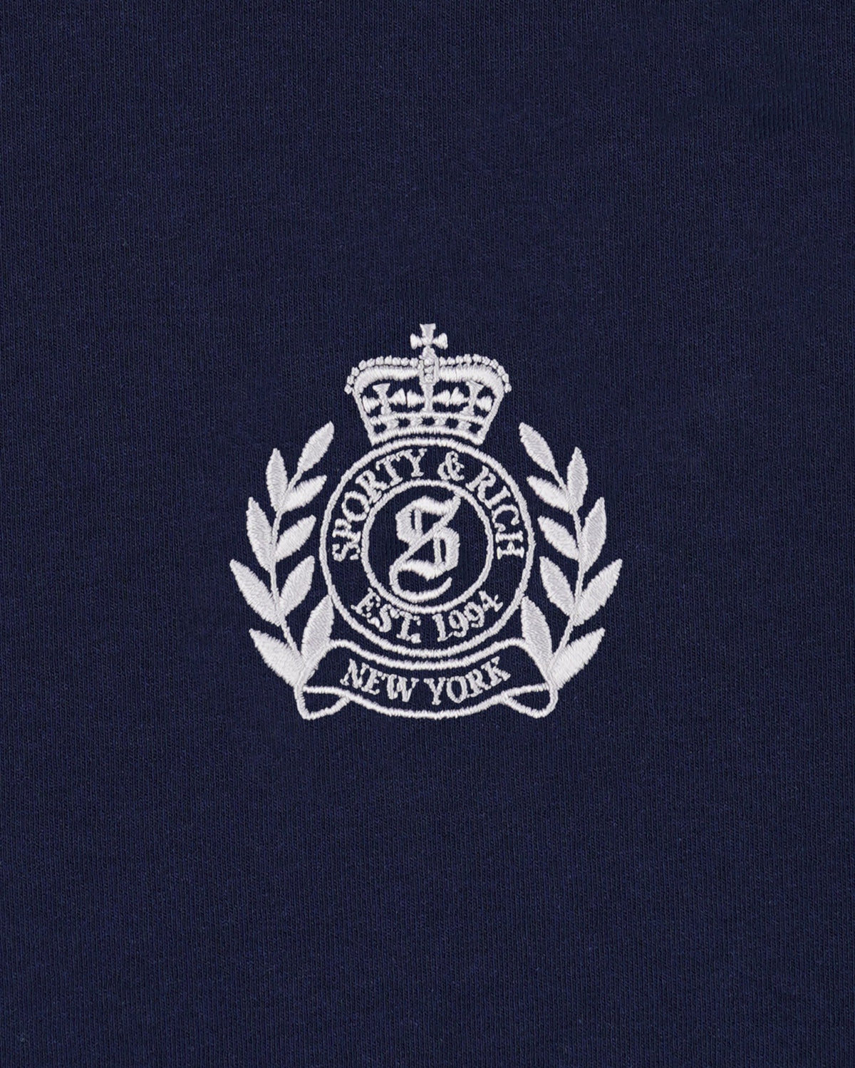 Sporty & Rich NY Crest Embroidered Quarter Zip - Dark Navy