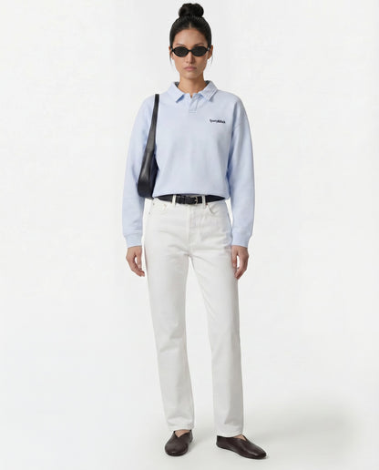 Sporty & Rich Serif Logo Embroidered Polo - Ciel