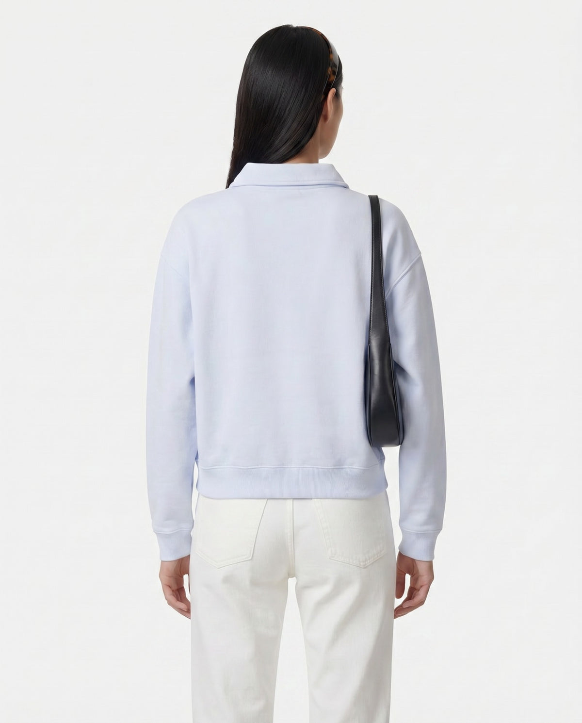 Sporty & Rich Serif Logo Embroidered Polo - Ciel