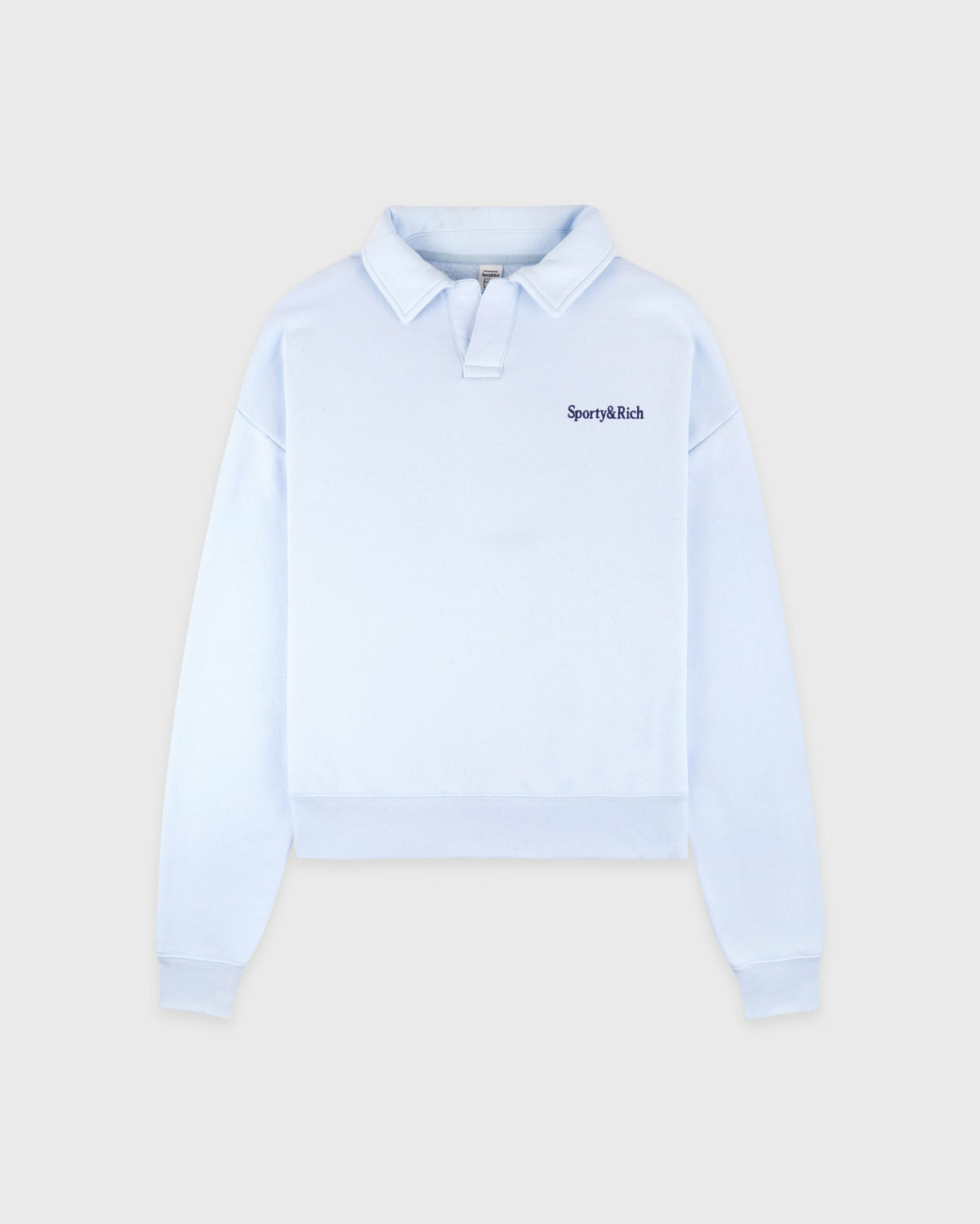 Sporty & Rich Serif Logo Embroidered Polo - Ciel