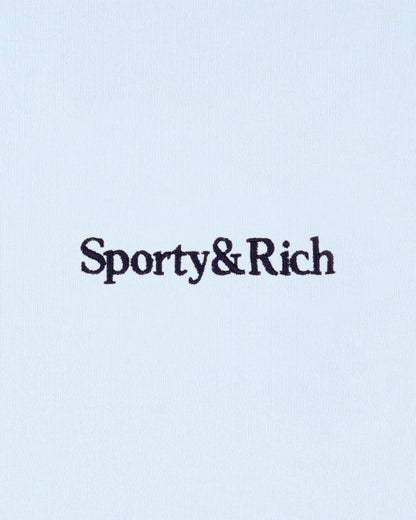 Sporty & Rich Serif Logo Embroidered Polo - Ciel