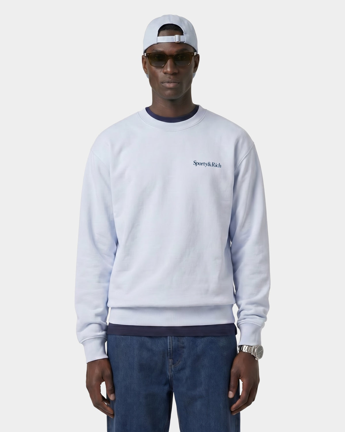 Sporty & Rich Play Tennis Crewneck - Ciel/Navy